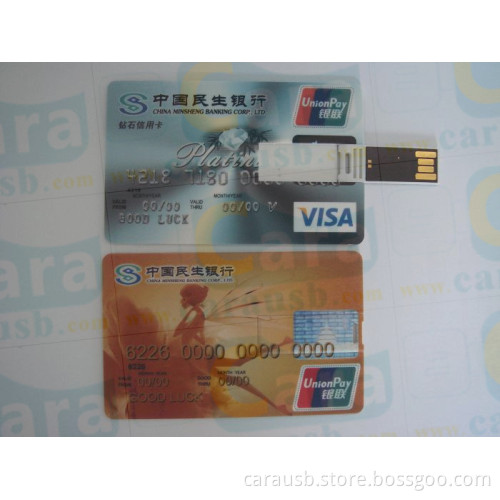 Aluminum metallic card shape flip usb disk bank credit cards appearance 8GB